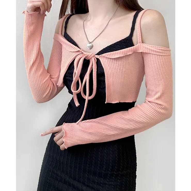 オフショルカーディガン ショート丈 リボン | Riff | 詳細画像13 