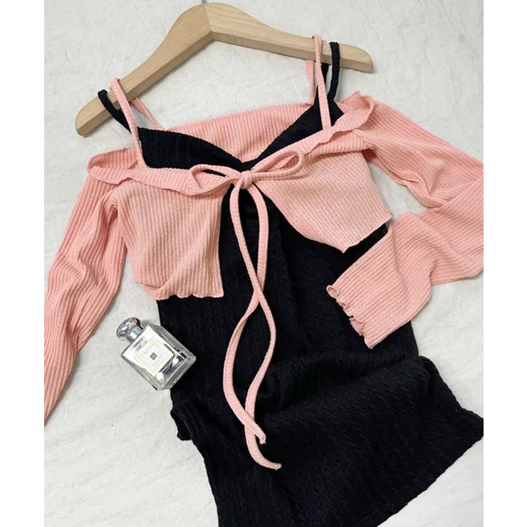 オフショルカーディガン ショート丈 リボン | Riff | 詳細画像14 