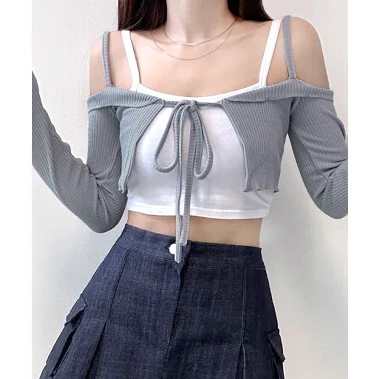 オフショルカーディガン ショート丈 リボン | Riff | 詳細画像17 