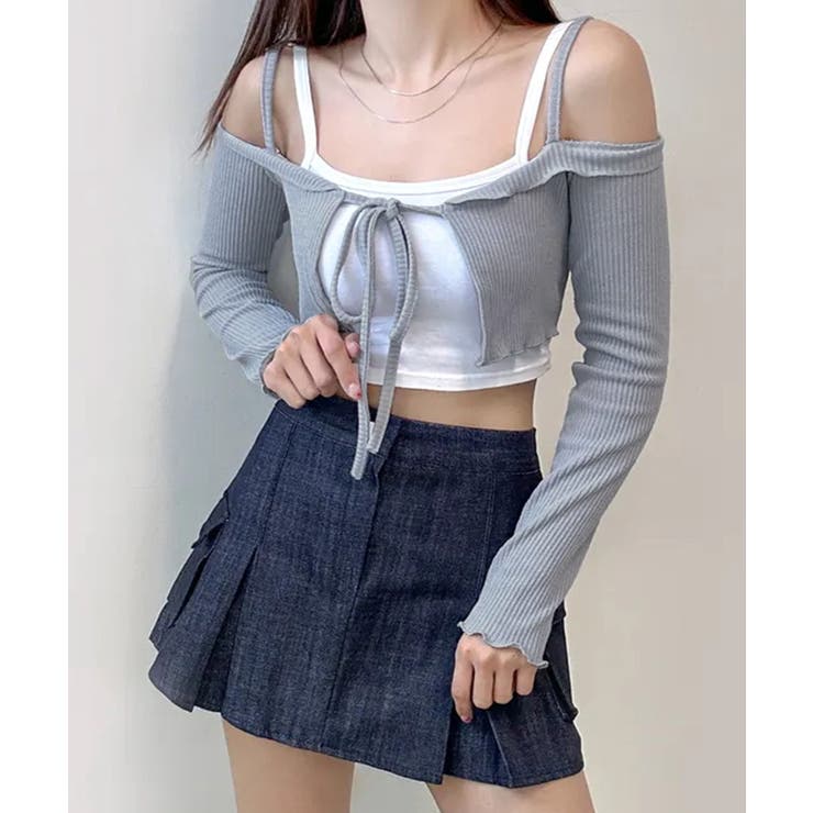 オフショルカーディガン ショート丈 リボン | Riff | 詳細画像18 