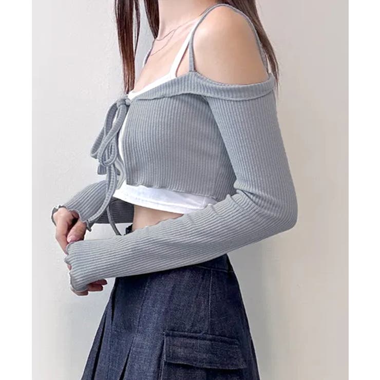 オフショルカーディガン ショート丈 リボン | Riff | 詳細画像19 