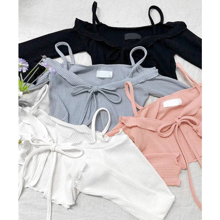 オフショルカーディガン ショート丈 リボン | Riff | 詳細画像2 