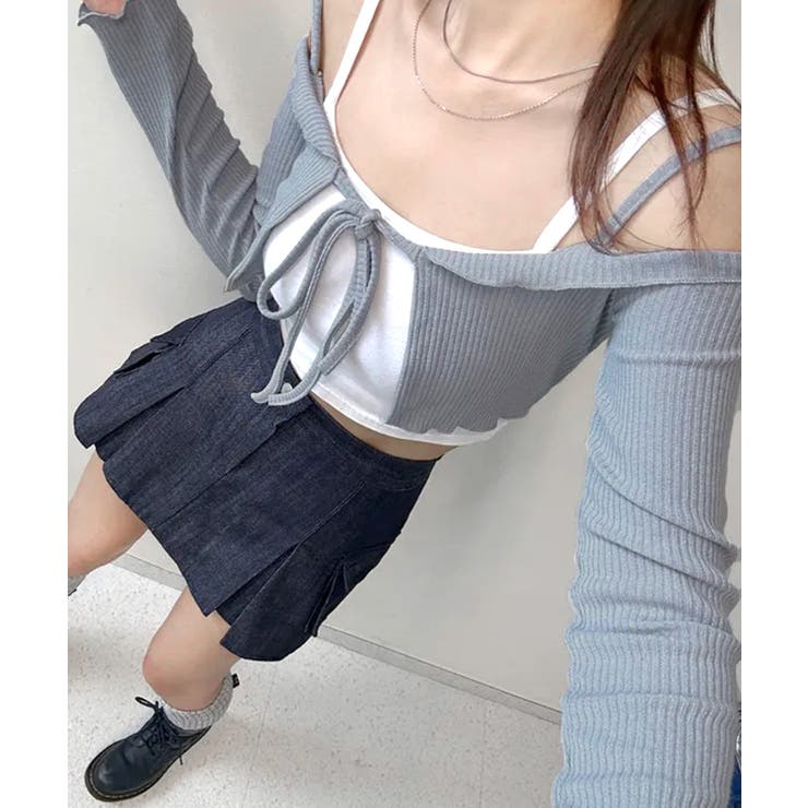 オフショルカーディガン ショート丈 リボン | Riff | 詳細画像20 