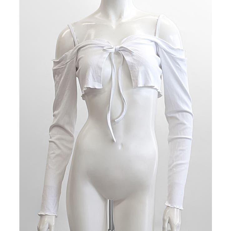 オフショルカーディガン ショート丈 リボン | Riff | 詳細画像22 