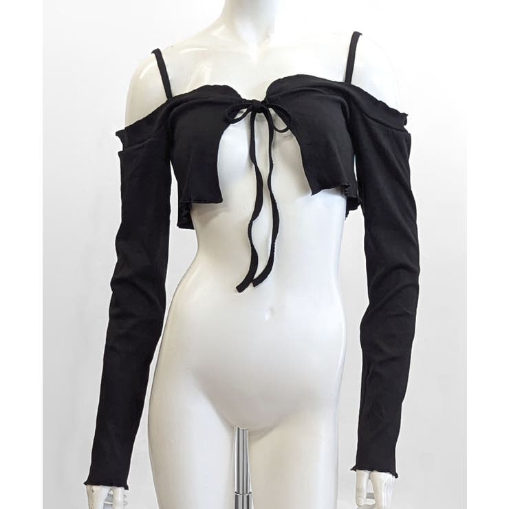 オフショルカーディガン ショート丈 リボン | Riff | 詳細画像23 