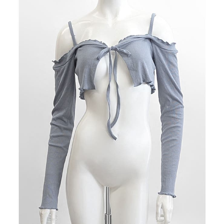 オフショルカーディガン ショート丈 リボン | Riff | 詳細画像25 