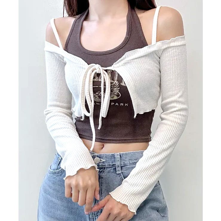 オフショルカーディガン ショート丈 リボン | Riff | 詳細画像5 