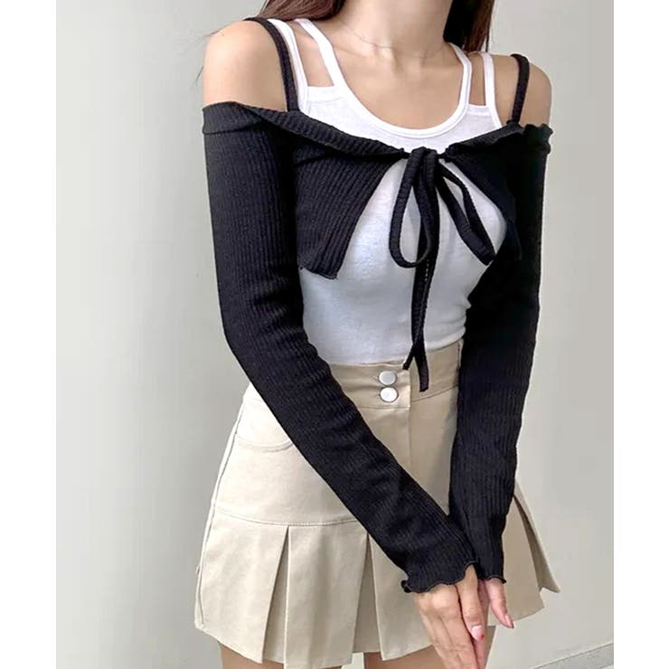 オフショルカーディガン ショート丈 リボン | Riff | 詳細画像7 