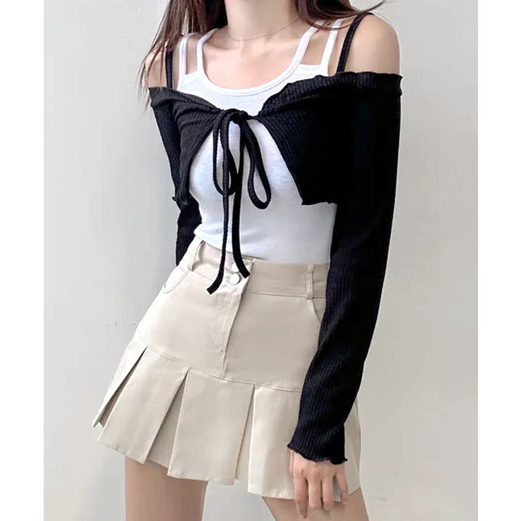 オフショルカーディガン ショート丈 リボン | Riff | 詳細画像9 