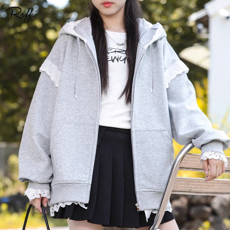 レースジップパーカー オーバーサイズ ビッグサイズ[品番