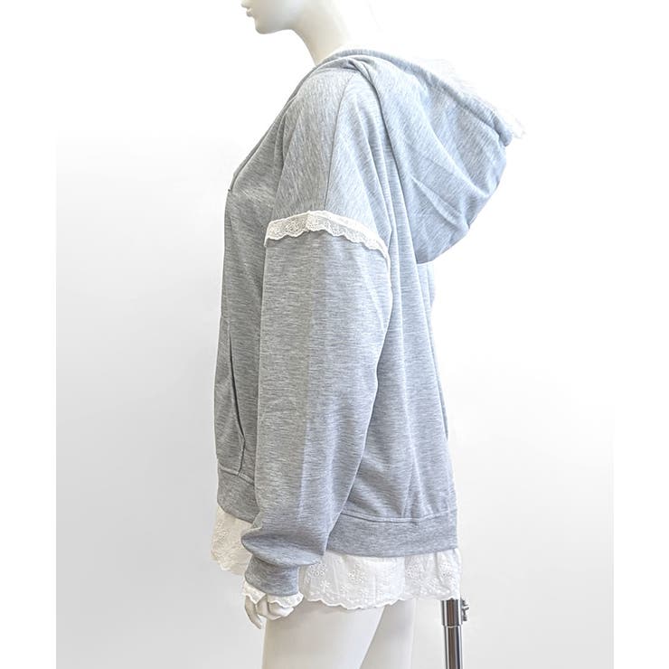 レースジップパーカー オーバーサイズ ビッグサイズ[品番：NETW0002383