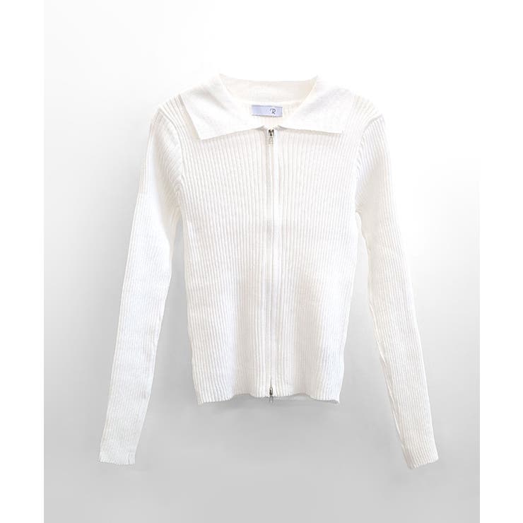 ダブルジップトップス リブニット カーディガン | Riff | 詳細画像17 