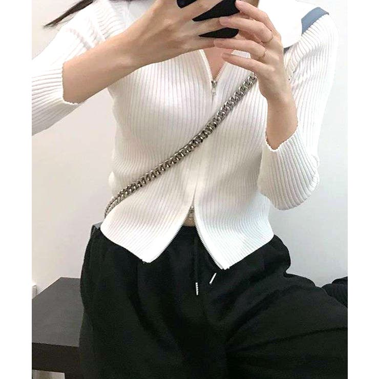 ダブルジップトップス リブニット カーディガン | Riff | 詳細画像6 