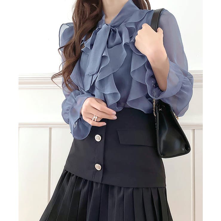 フリルシアーリボンブラウス ボウタイ ラッフルフリル | Riff | 詳細画像16 