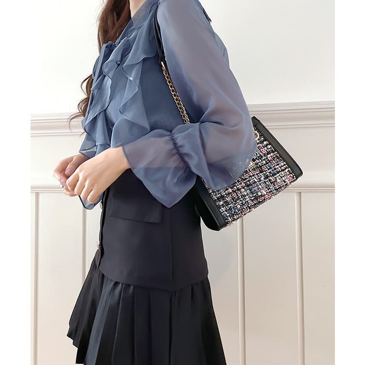 フリルシアーリボンブラウス ボウタイ ラッフルフリル | Riff | 詳細画像17 