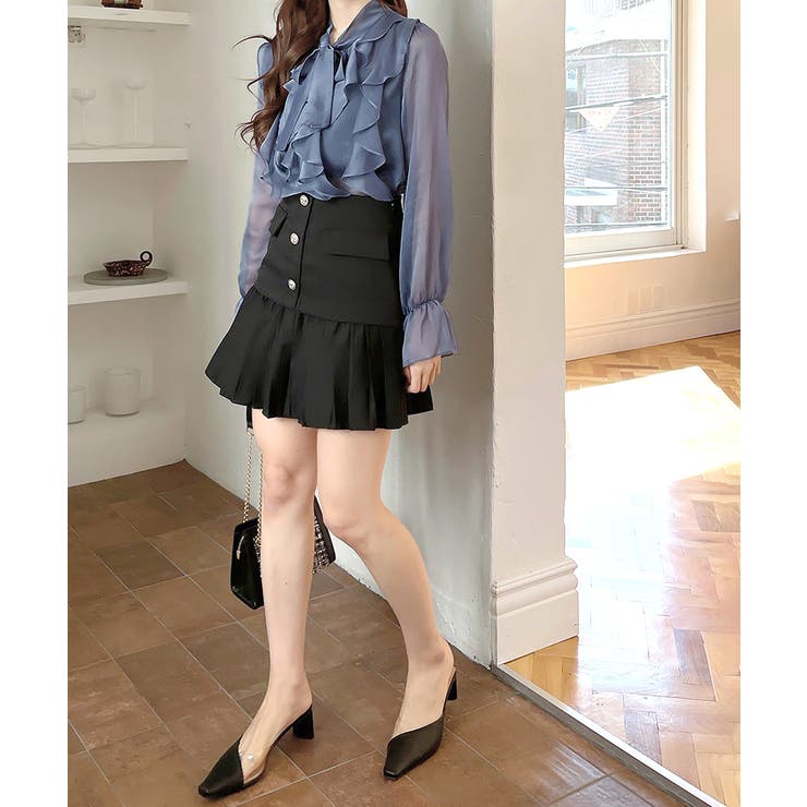 フリルシアーリボンブラウス ボウタイ ラッフルフリル | Riff | 詳細画像18 