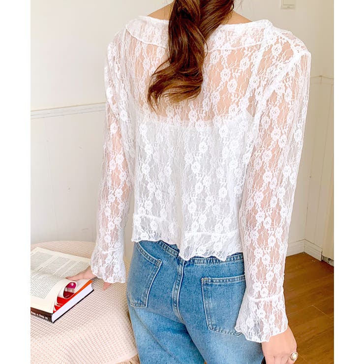 フリルレースカーディガン ショート丈 リボン | Riff | 詳細画像14 