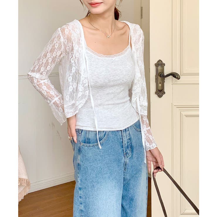 フリルレースカーディガン ショート丈 リボン | Riff | 詳細画像18 