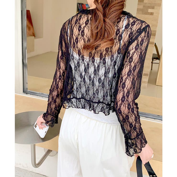 フリルレースカーディガン ショート丈 リボン | Riff | 詳細画像23 