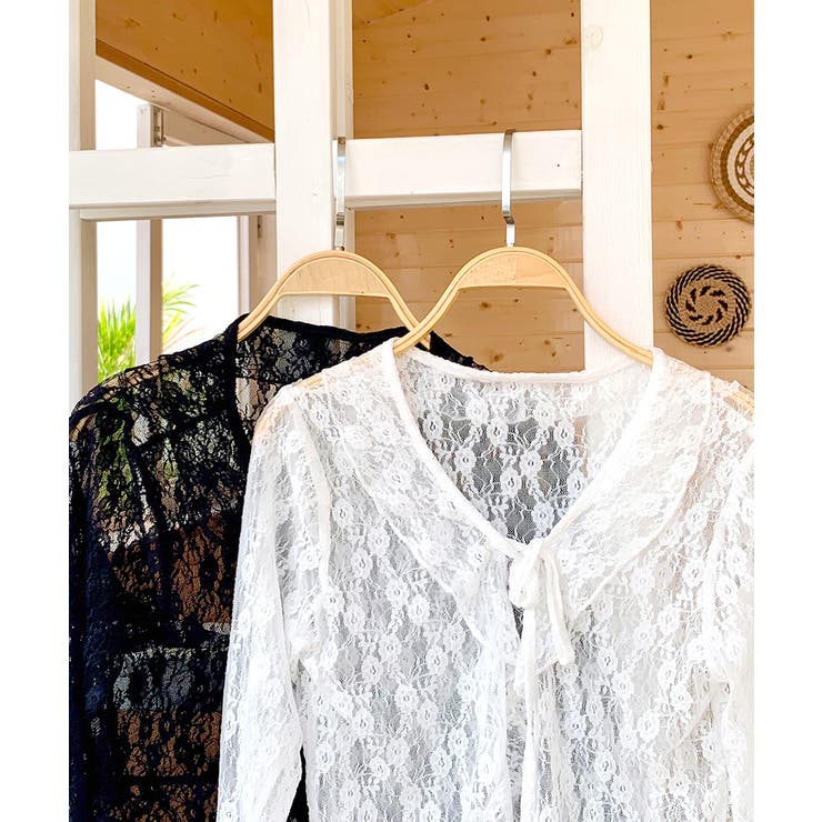 フリルレースカーディガン ショート丈 リボン | Riff | 詳細画像3 