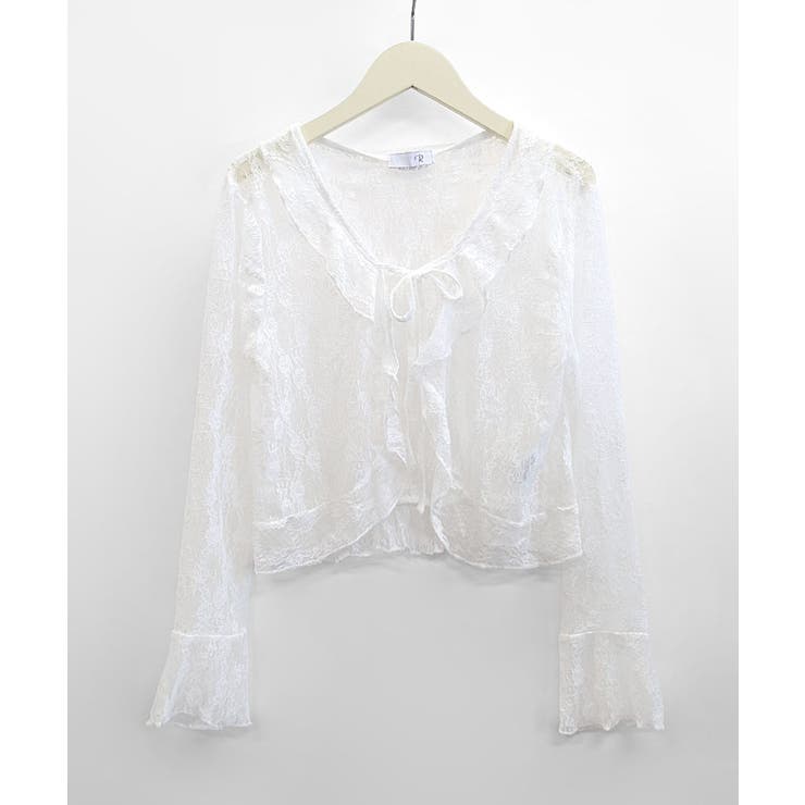 フリルレースカーディガン ショート丈 リボン | Riff | 詳細画像34 