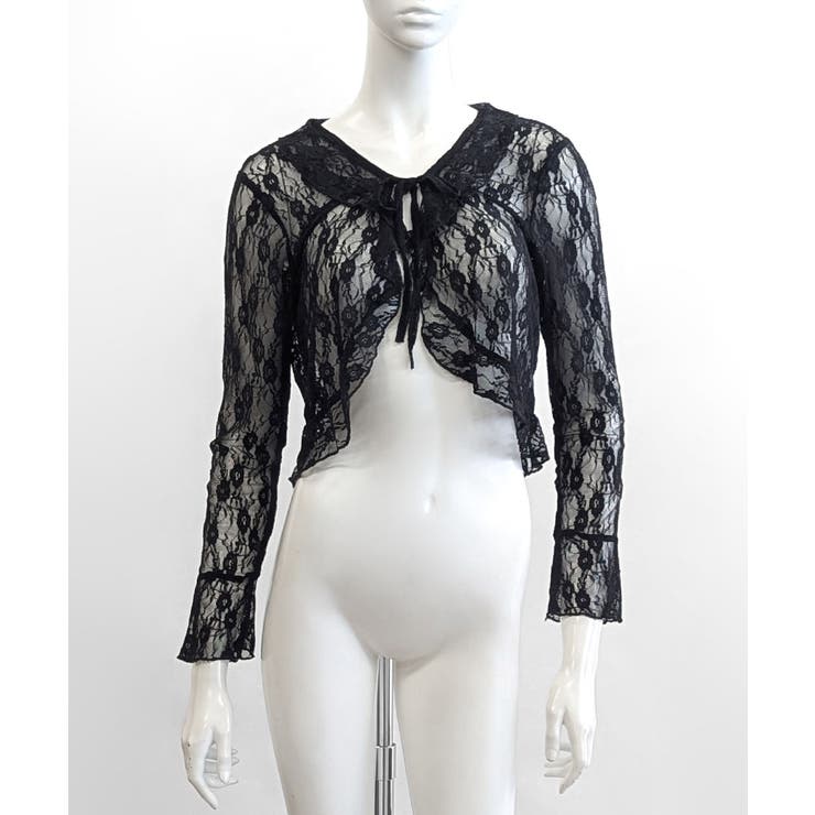 フリルレースカーディガン ショート丈 リボン | Riff | 詳細画像36 