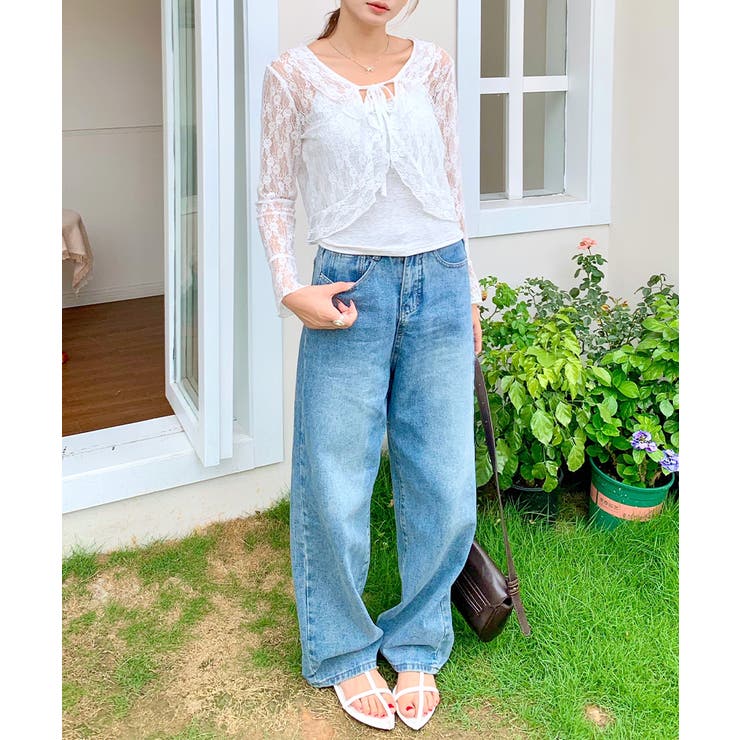 フリルレースカーディガン ショート丈 リボン | Riff | 詳細画像9 