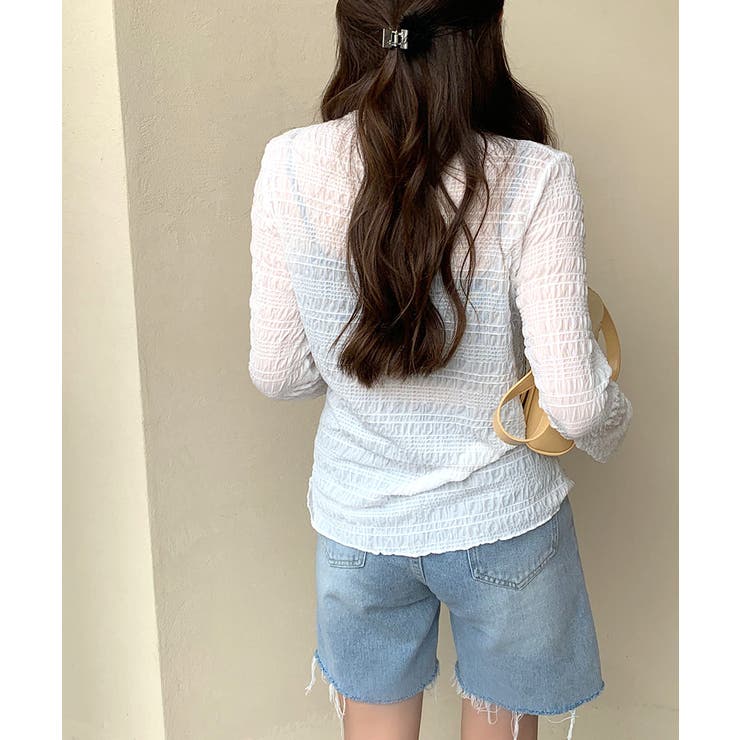 メロウハイネックシアートップス フリル レース | Riff | 詳細画像10 