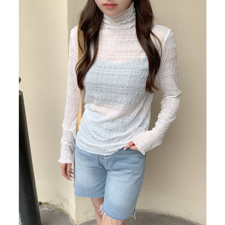 メロウハイネックシアートップス フリル レース | Riff | 詳細画像2 