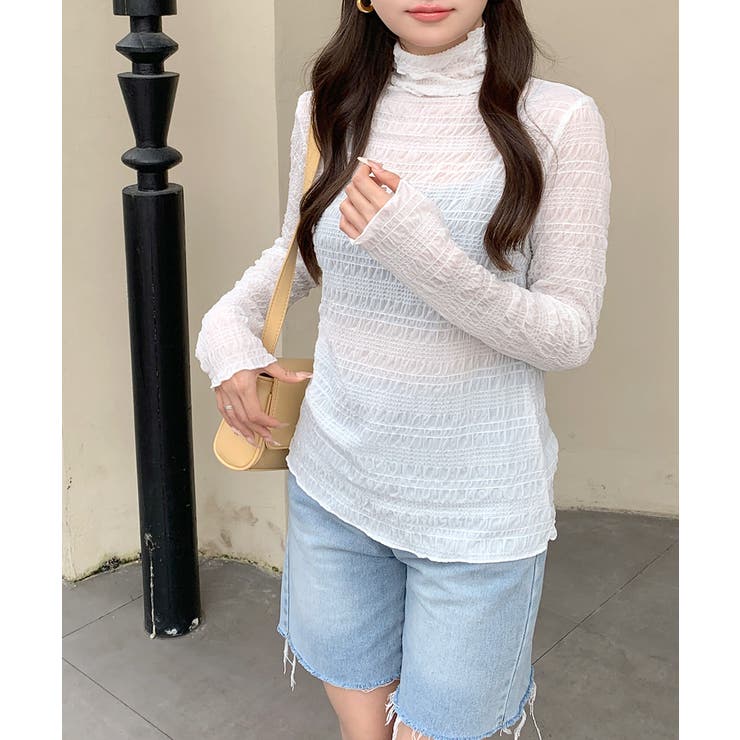 メロウハイネックシアートップス フリル レース | Riff | 詳細画像4 