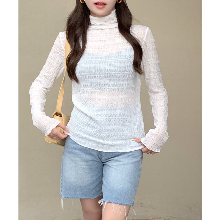 メロウハイネックシアートップス フリル レース | Riff | 詳細画像8 