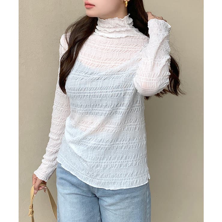 メロウハイネックシアートップス フリル レース | Riff | 詳細画像9 