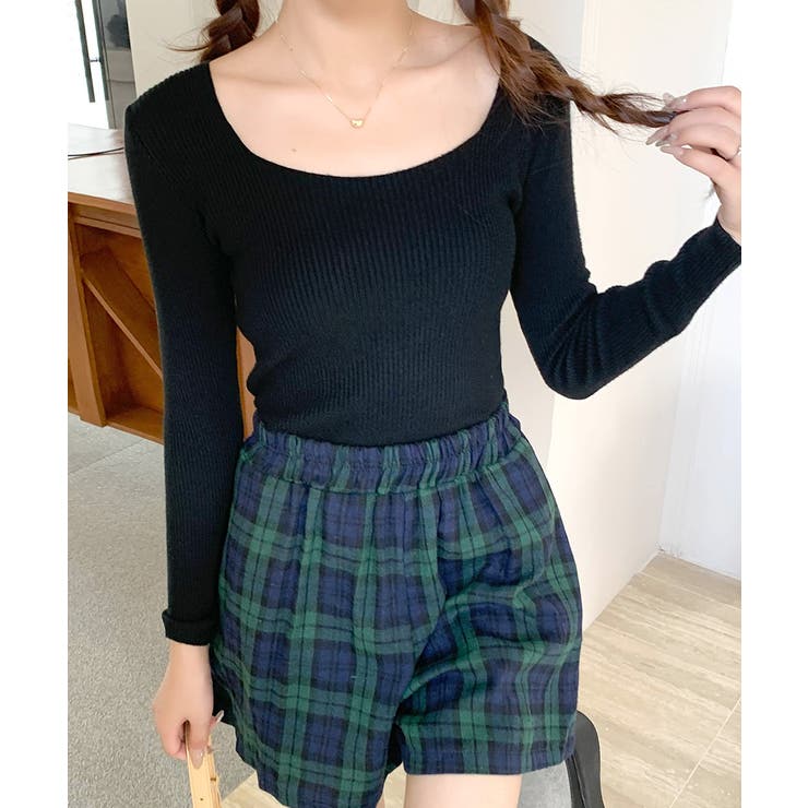 スクエアネックリブトップス リブニット 薄手ニット | Riff | 詳細画像23 