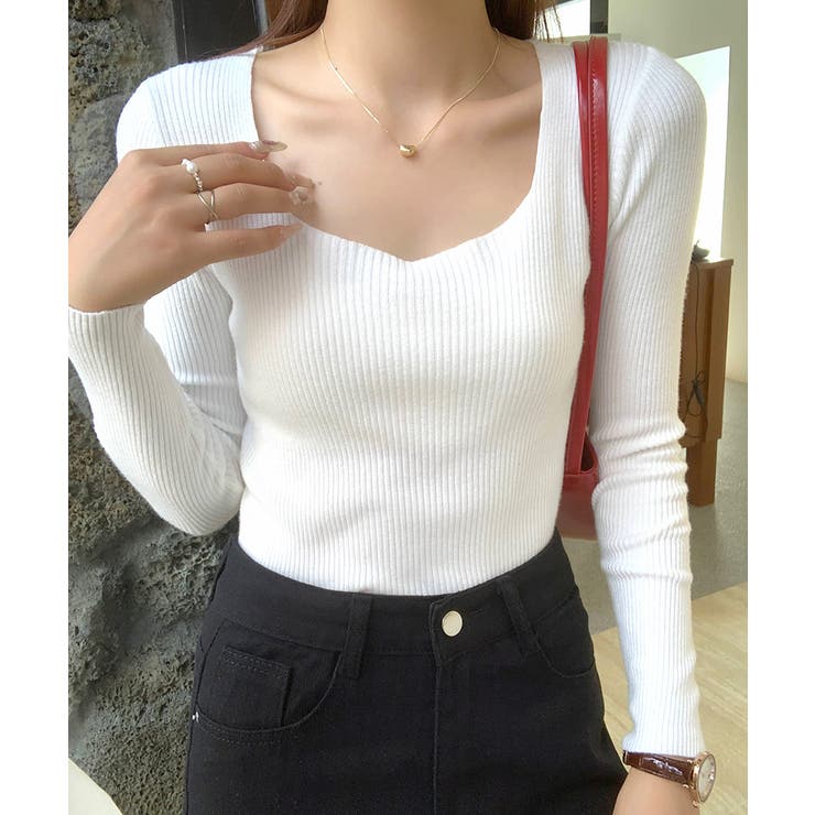 スクエアネックリブトップス リブニット 薄手ニット | Riff | 詳細画像29 