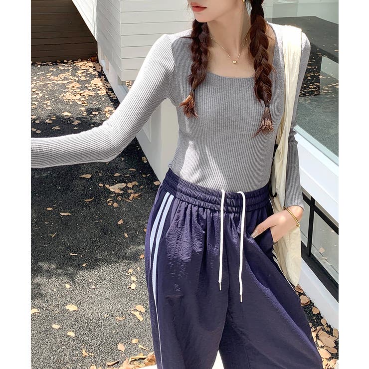 スクエアネックリブトップス リブニット 薄手ニット | Riff | 詳細画像6 