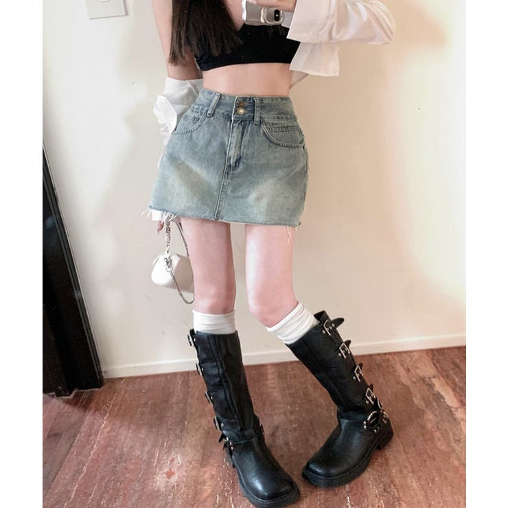 デニムミニスカート ショート丈スカート 切りっぱなし | Riff | 詳細画像4 