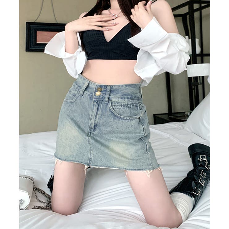 デニムミニスカート ショート丈スカート 切りっぱなし | Riff | 詳細画像9 