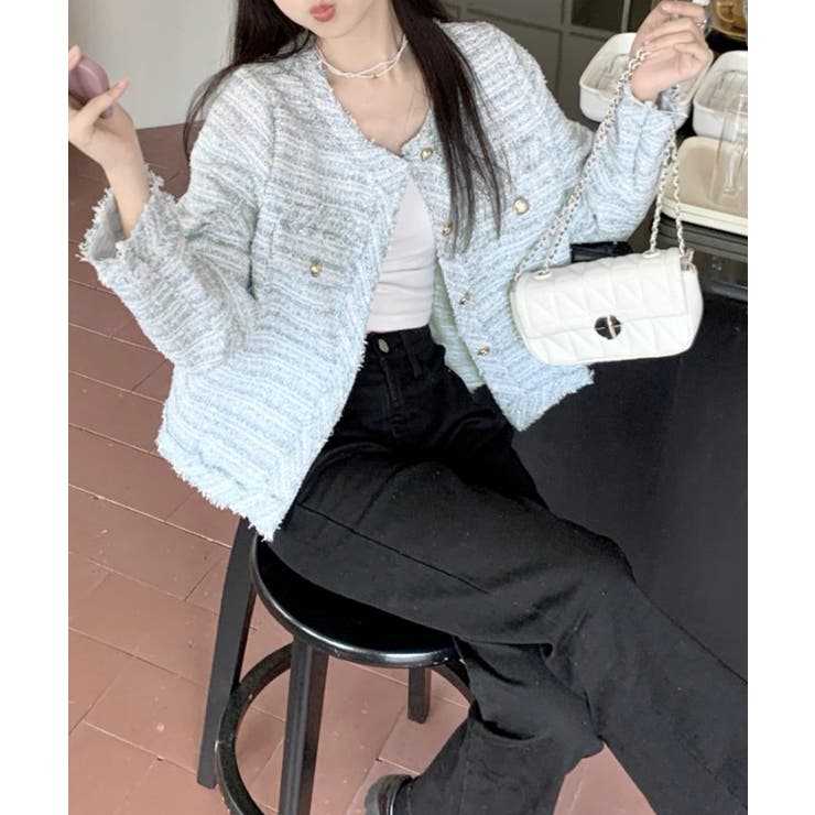 ツイードジャケット ノーカラージャケット フリンジ | Riff | 詳細画像20 