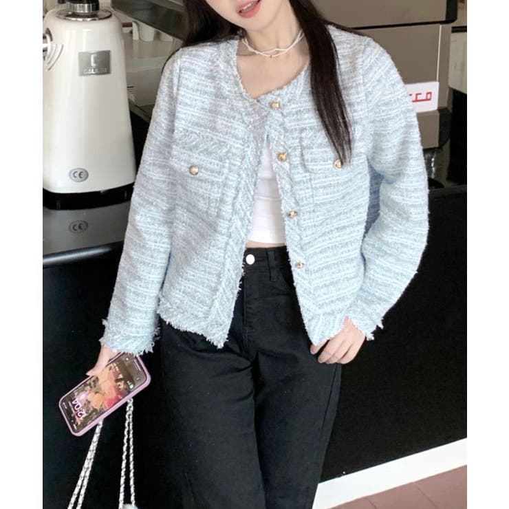 ツイードジャケット ノーカラージャケット フリンジ | Riff | 詳細画像21 