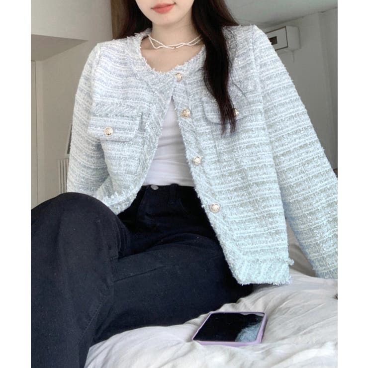 ツイードジャケット ノーカラージャケット フリンジ | Riff | 詳細画像24 