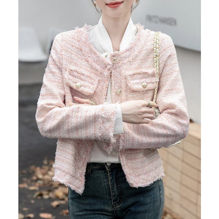 ツイードジャケット ノーカラージャケット フリンジ | Riff | 詳細画像26 