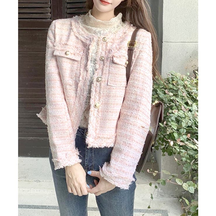 ツイードジャケット ノーカラージャケット フリンジ | Riff | 詳細画像28 