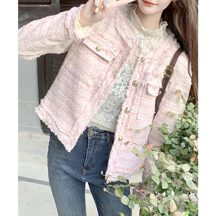 ツイードジャケット ノーカラージャケット フリンジ | Riff | 詳細画像31 