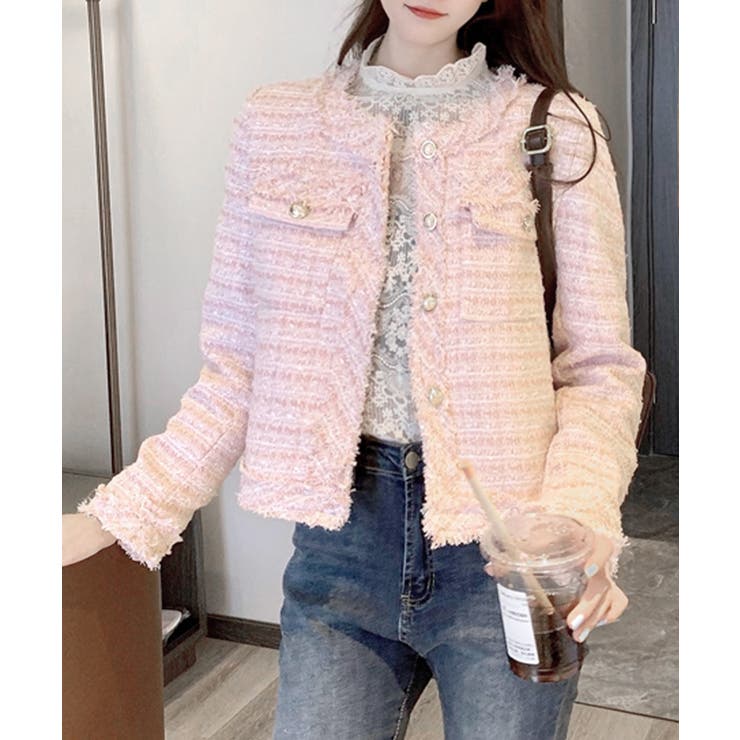 ツイードジャケット ノーカラージャケット フリンジ | Riff | 詳細画像32 