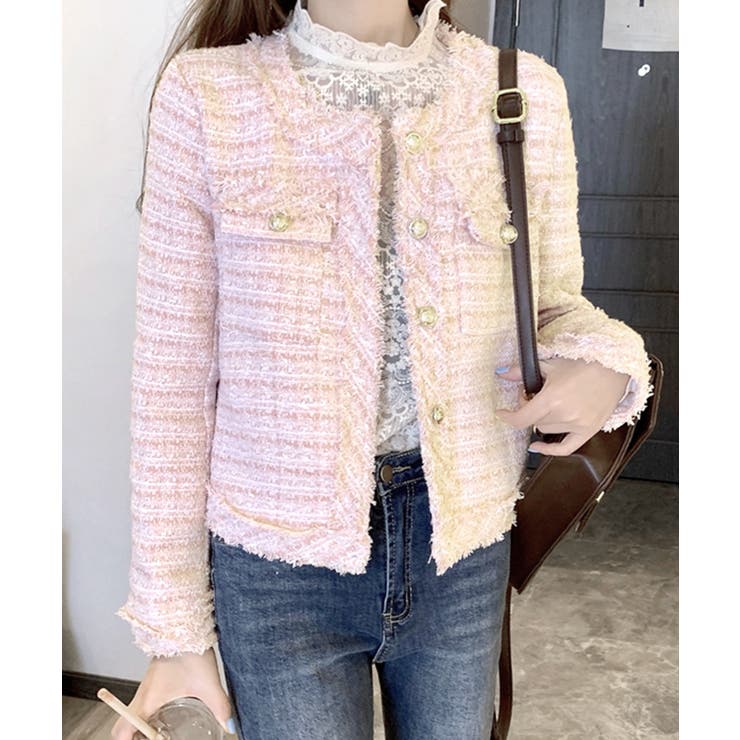 ツイードジャケット ノーカラージャケット フリンジ | Riff | 詳細画像33 