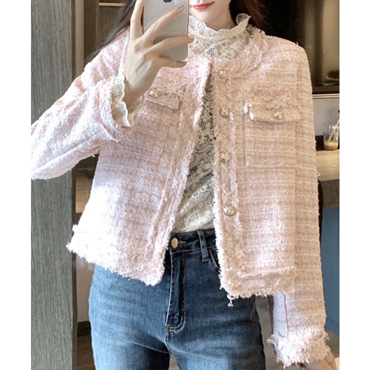 ツイードジャケット ノーカラージャケット フリンジ | Riff | 詳細画像35 