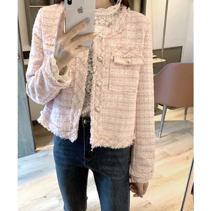 ツイードジャケット ノーカラージャケット フリンジ | Riff | 詳細画像36 