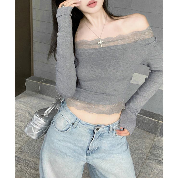 レース切り替えオフショル ワンショル ストレッチ | Riff | 詳細画像10 