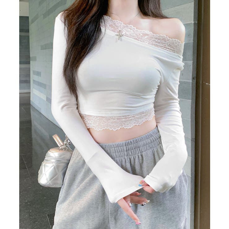 レース切り替えオフショル ワンショル ストレッチ | Riff | 詳細画像17 