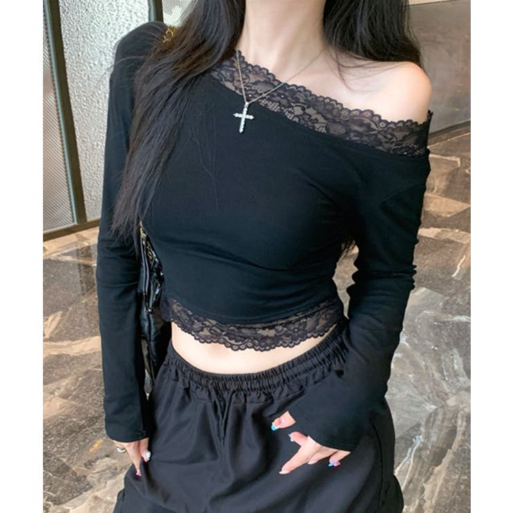 レース切り替えオフショル ワンショル ストレッチ | Riff | 詳細画像2 